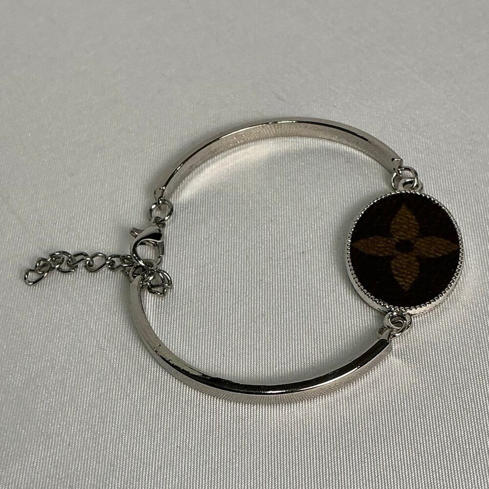 Louis Vuitton Monogram Canvas Oval Silver Bracelet - Picture 2 of 6